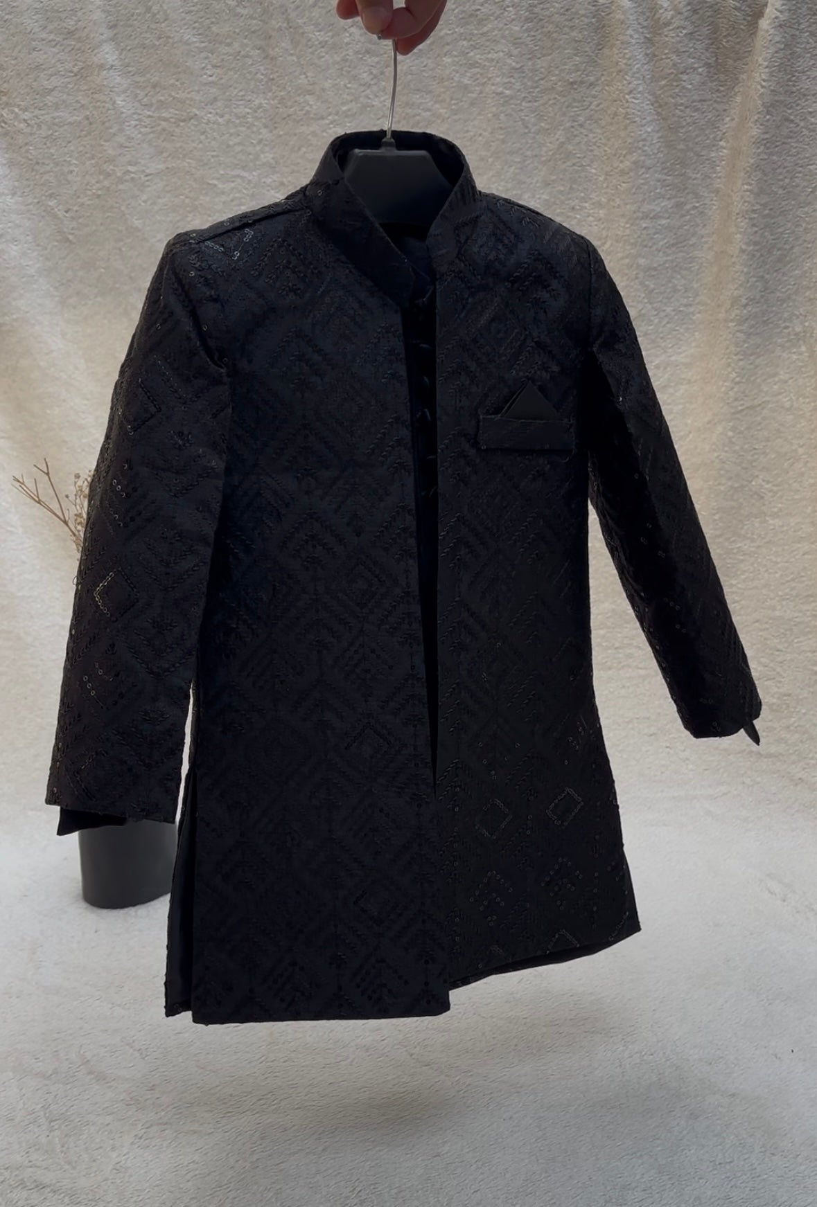 Black Embroidered Sherwani Suit (103)
