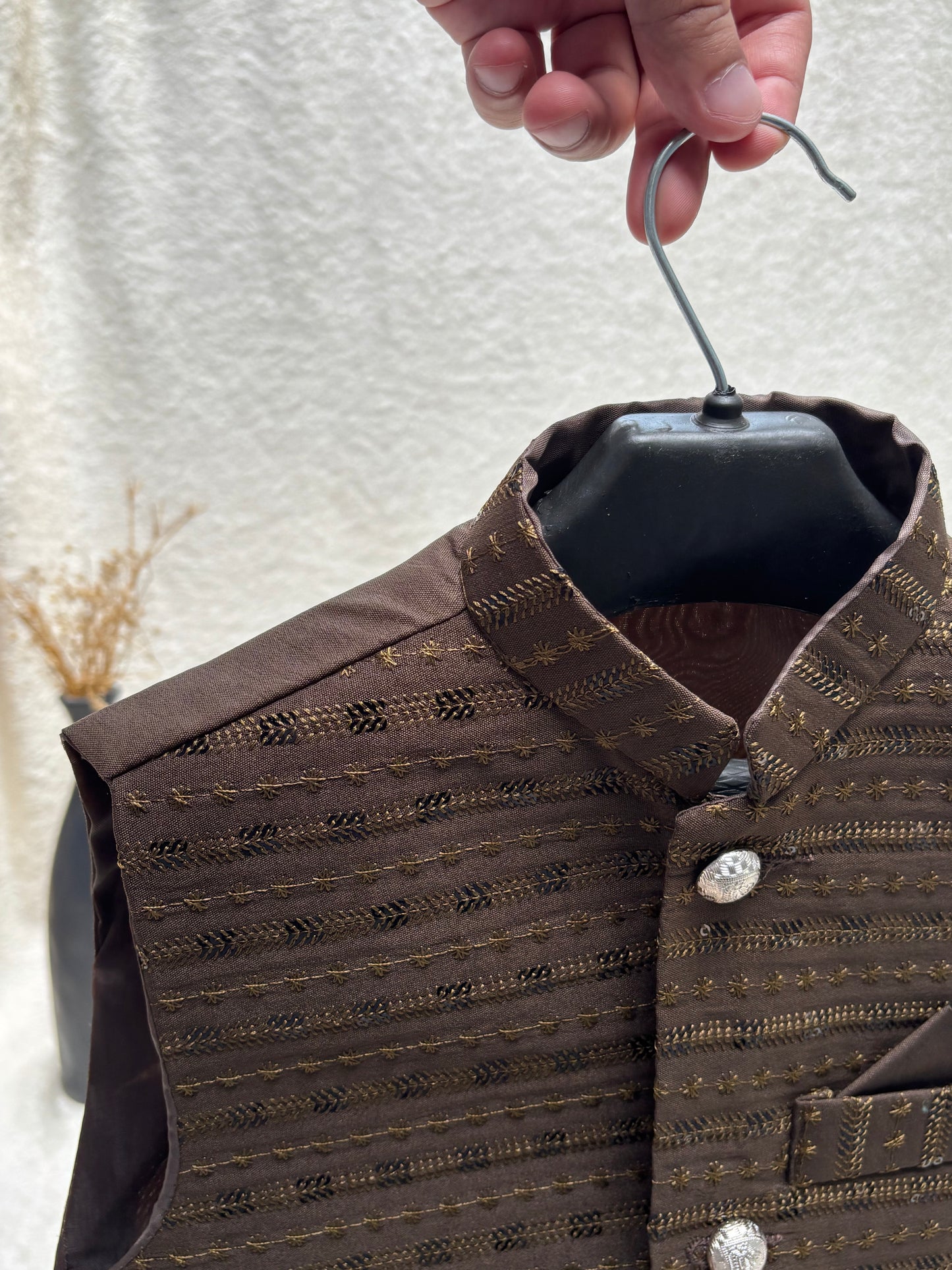 Mehandi Green Embroidered Waistcoat