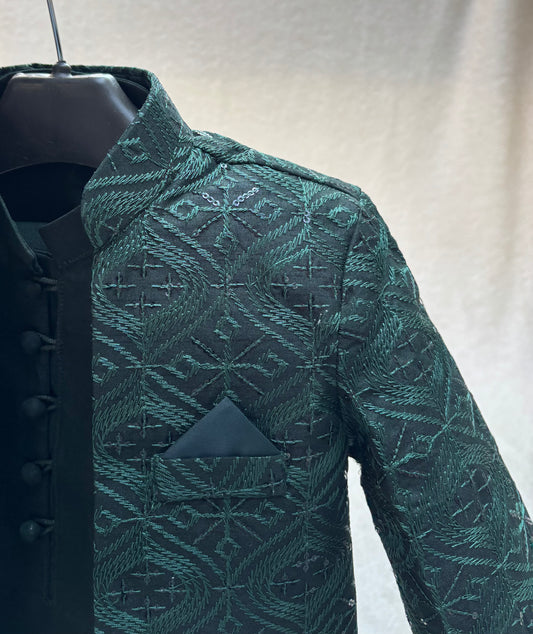Green Embroidered Sherwani Suit (103)