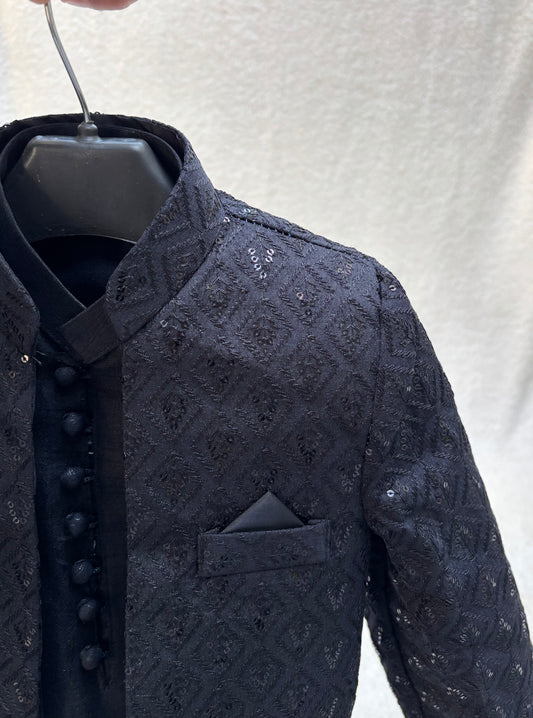 Black Embroidered Sherwani Suit (108)
