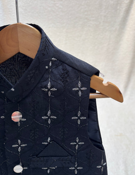Black Embroidered Waistcoat (105)
