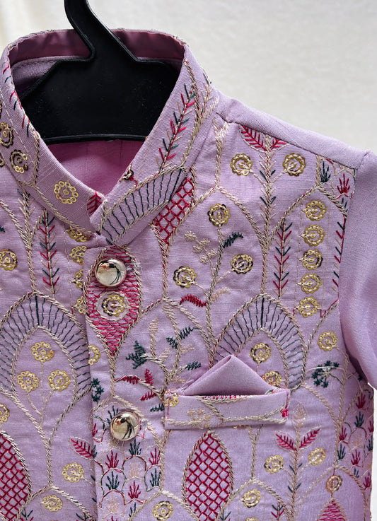 LILAC EMBROIDERED WAISTCOAT 3PC