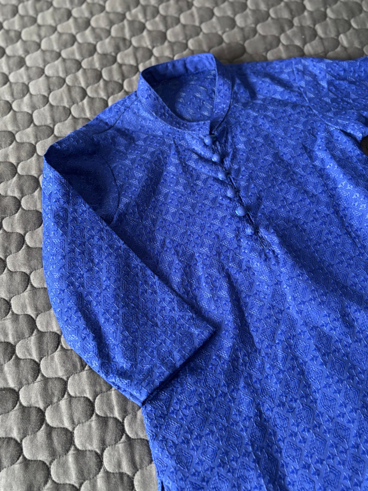 Dark Royal Blue Embroidered