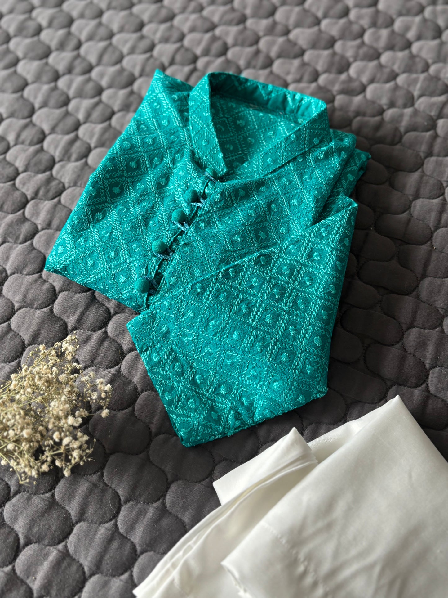 Sea Green Embroidered