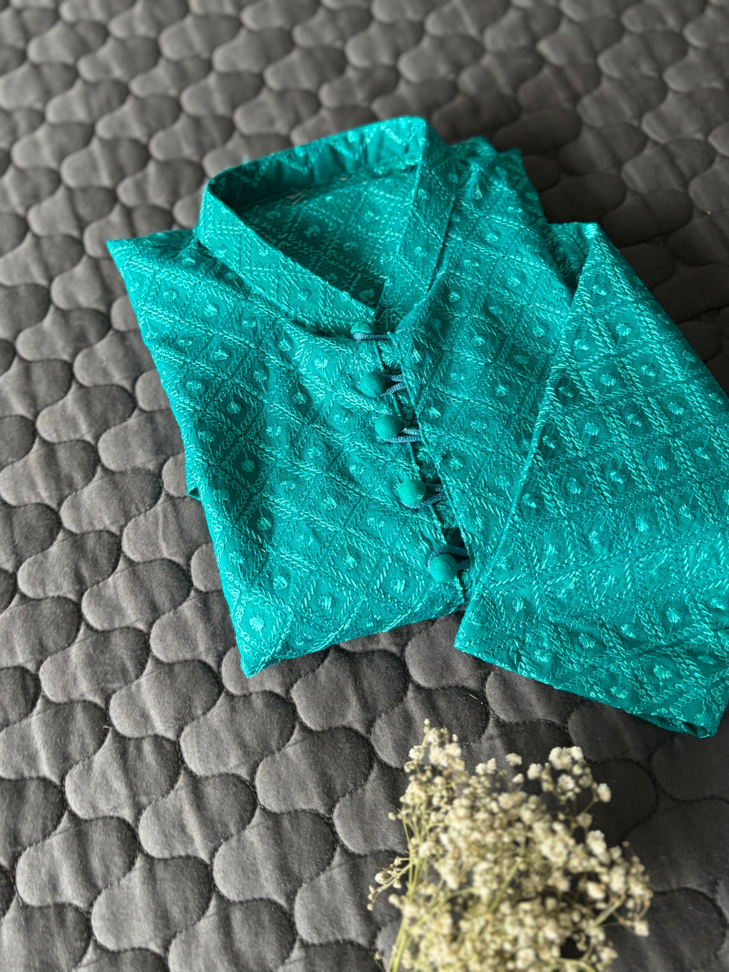 Sea Green Embroidered