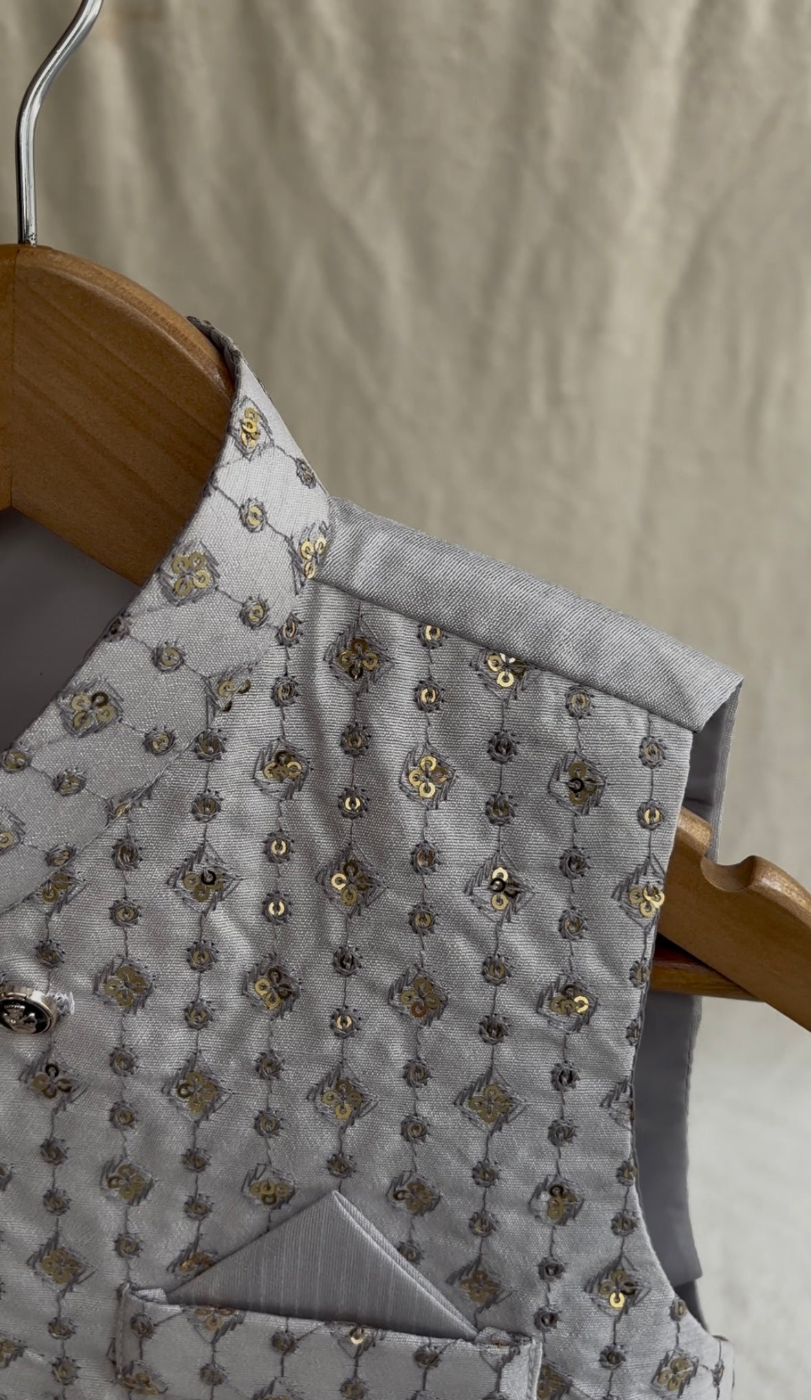 Light Gray Embroidered Waistcoat