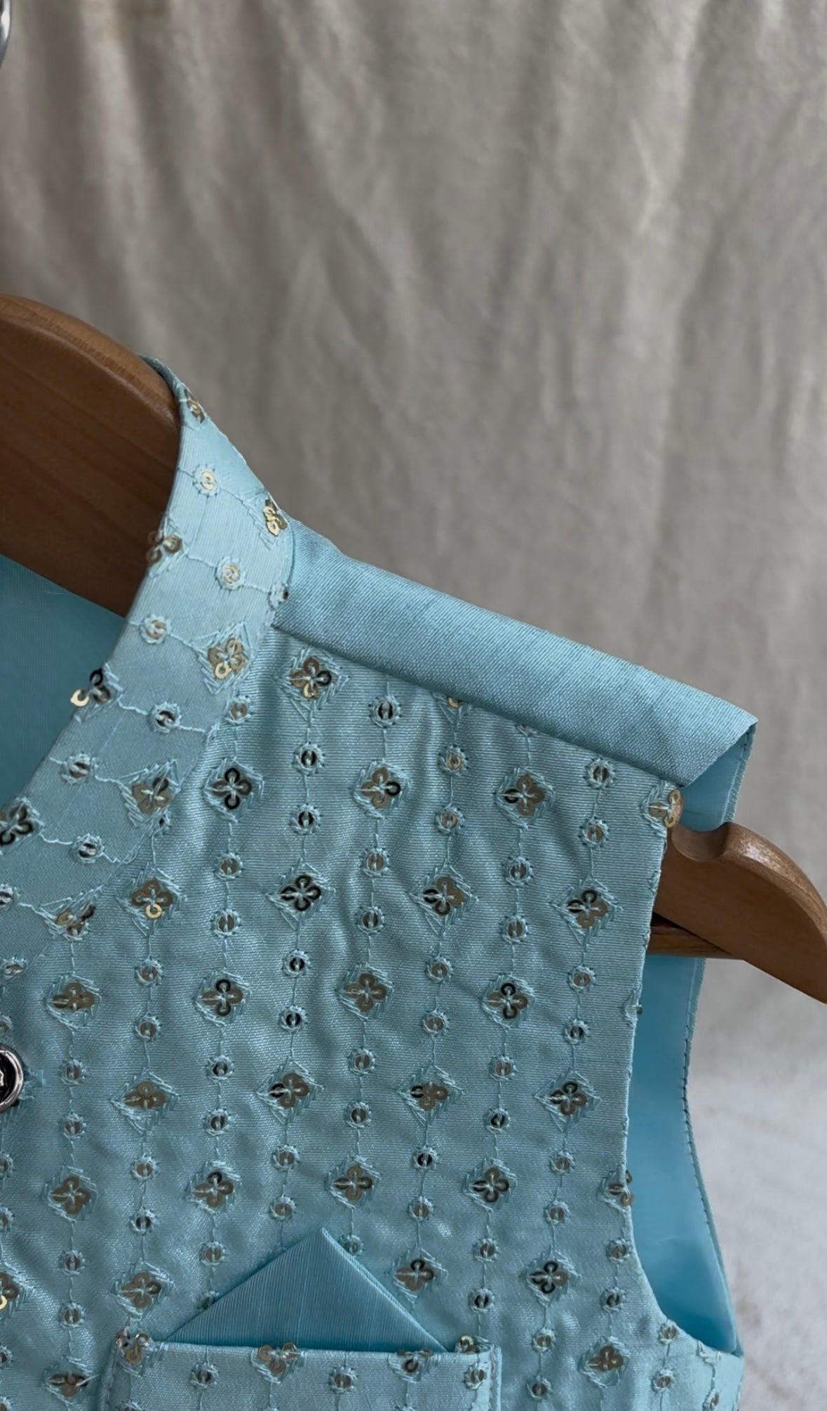 Light Blue Embroidered Waistcoat