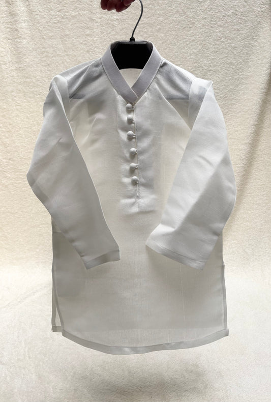 Pure White Self Sherwani Suit