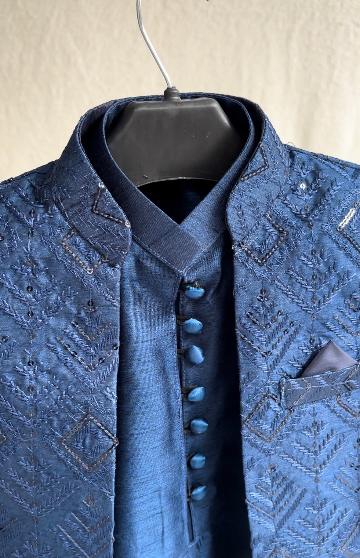 Blue Embroidered Sherwani Suit (101)