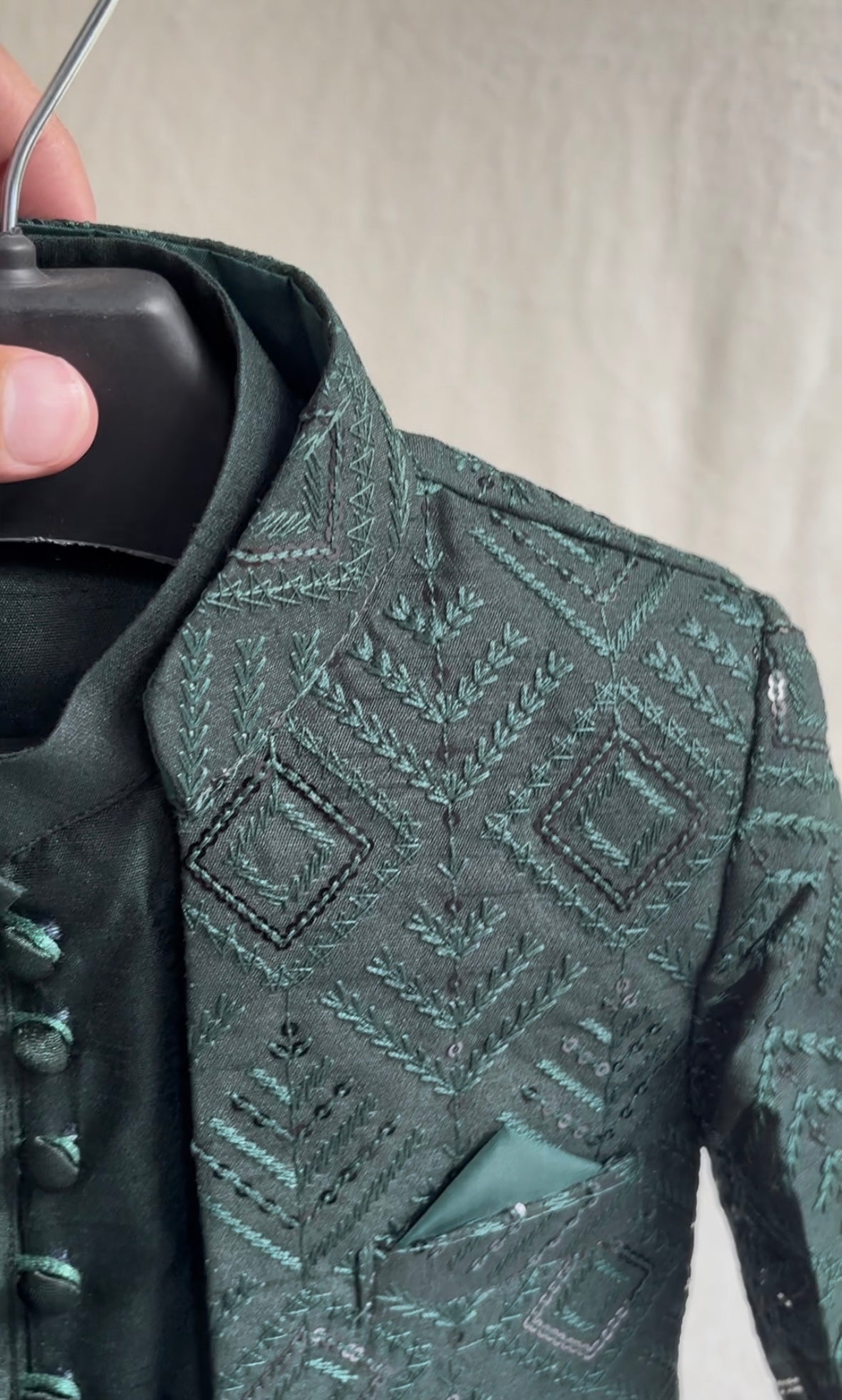 Green Embroidered Sherwani Suit (101)