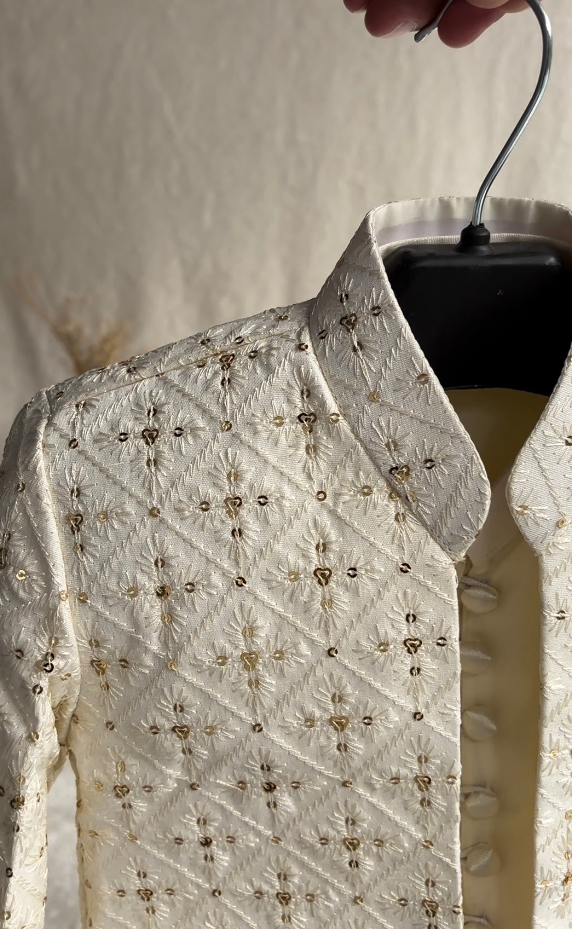 Off-White Embroidered Sherwani Suit (103)