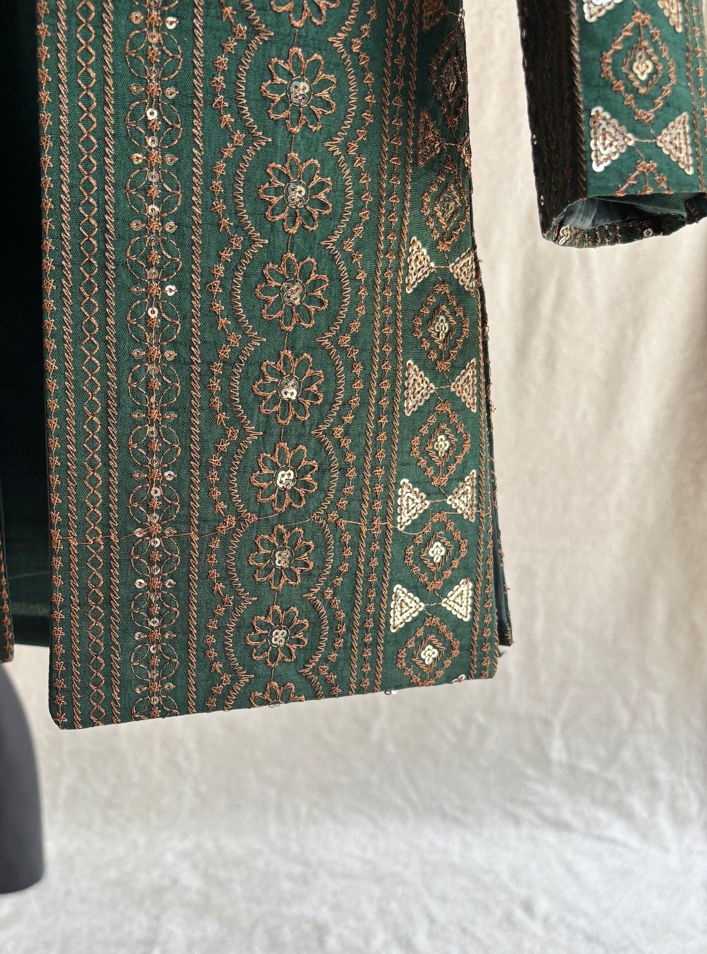 Emerald Green Embroidered Sherwani Suit