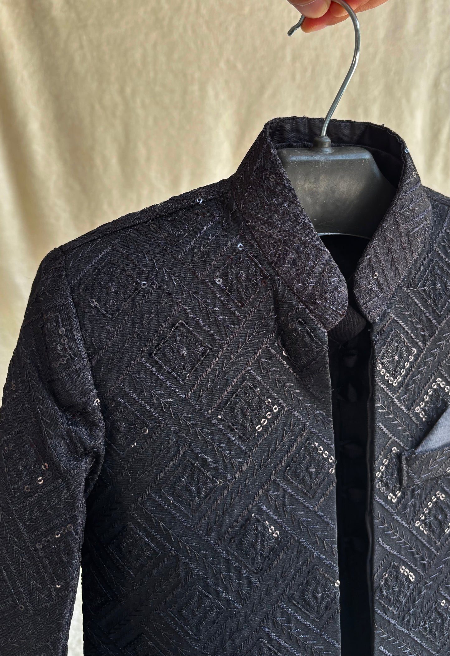 Black Embroidered Sherwani Suit (104)