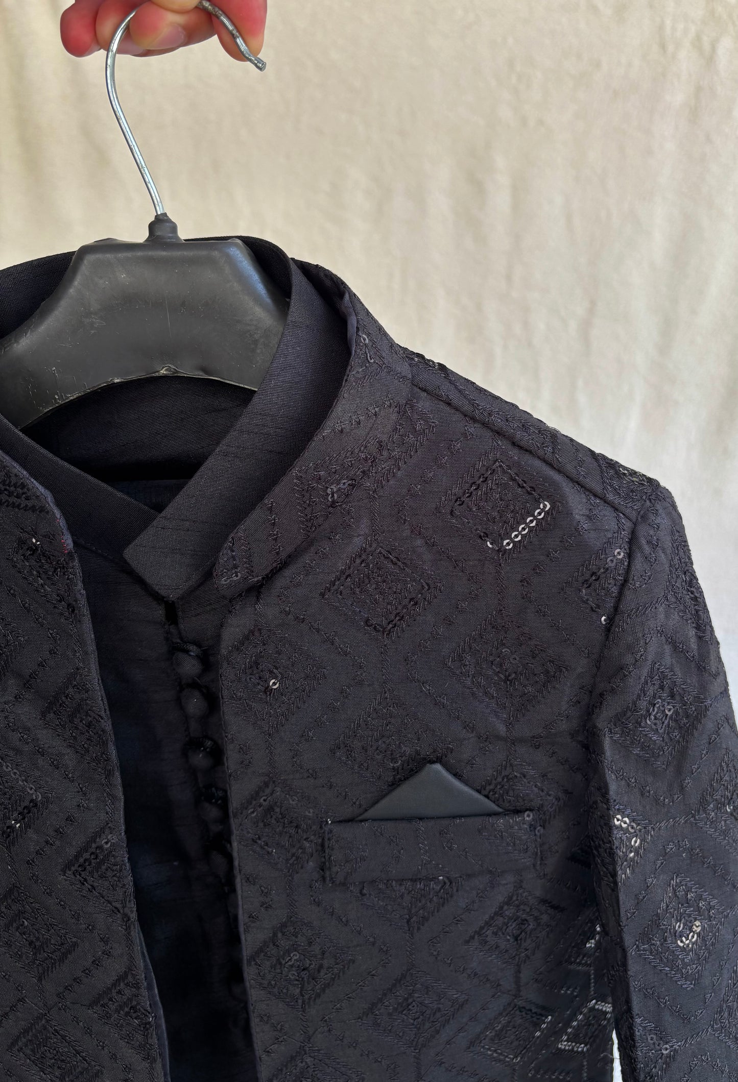 Black Embroidered Sherwani Suit (105)