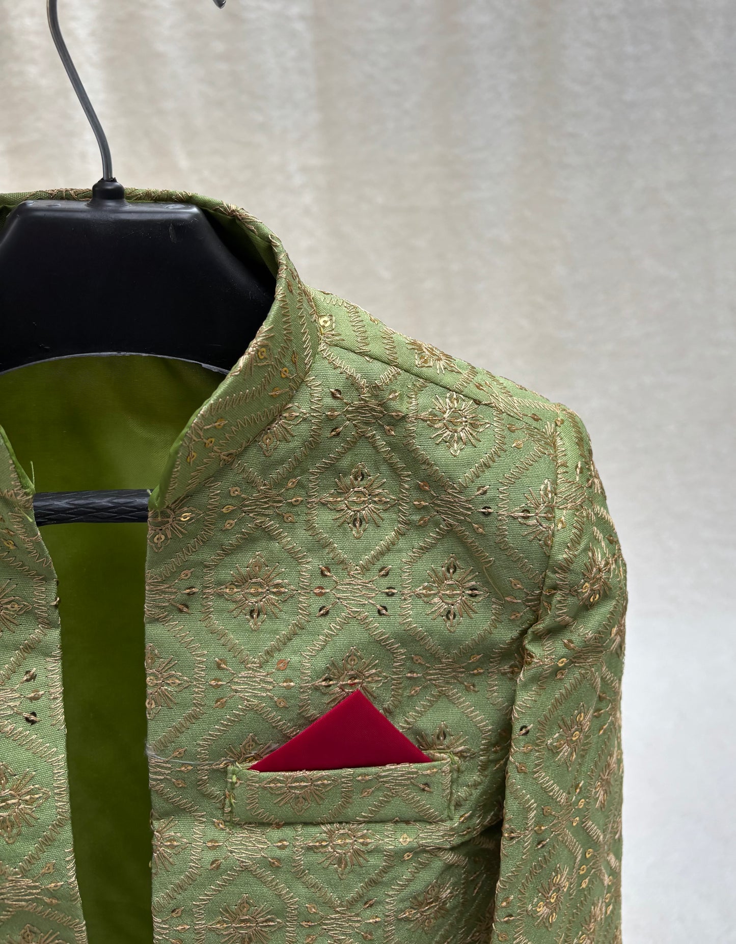 Pista Green Front Open Prince Coat