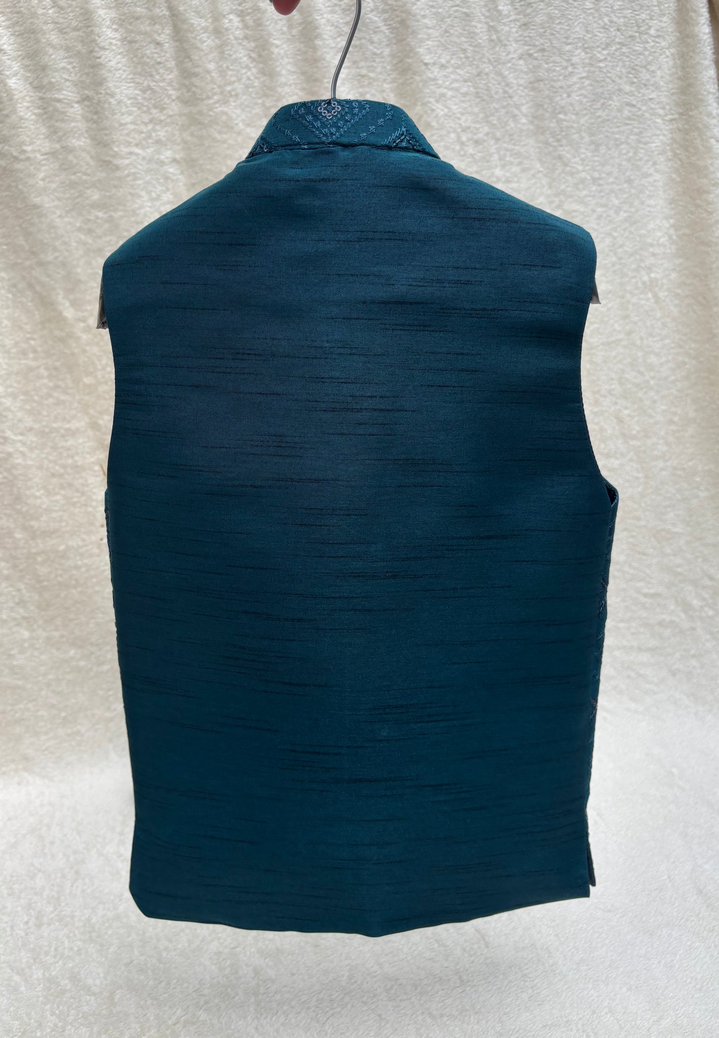 Zinc Blue Embroidered Waistcoat