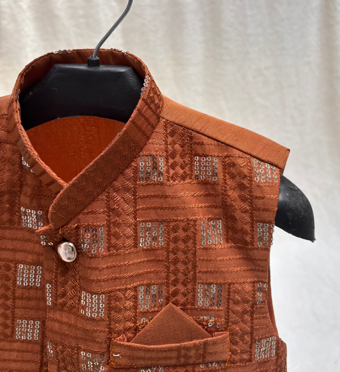 Rusty Orange Embroidered Waistcoat