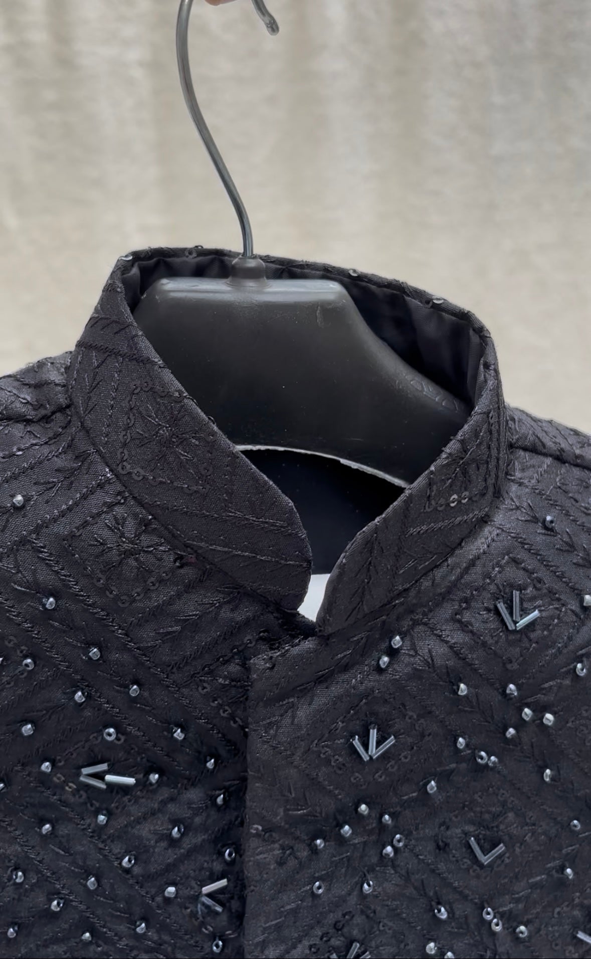 Black Sherwani Hand Worked