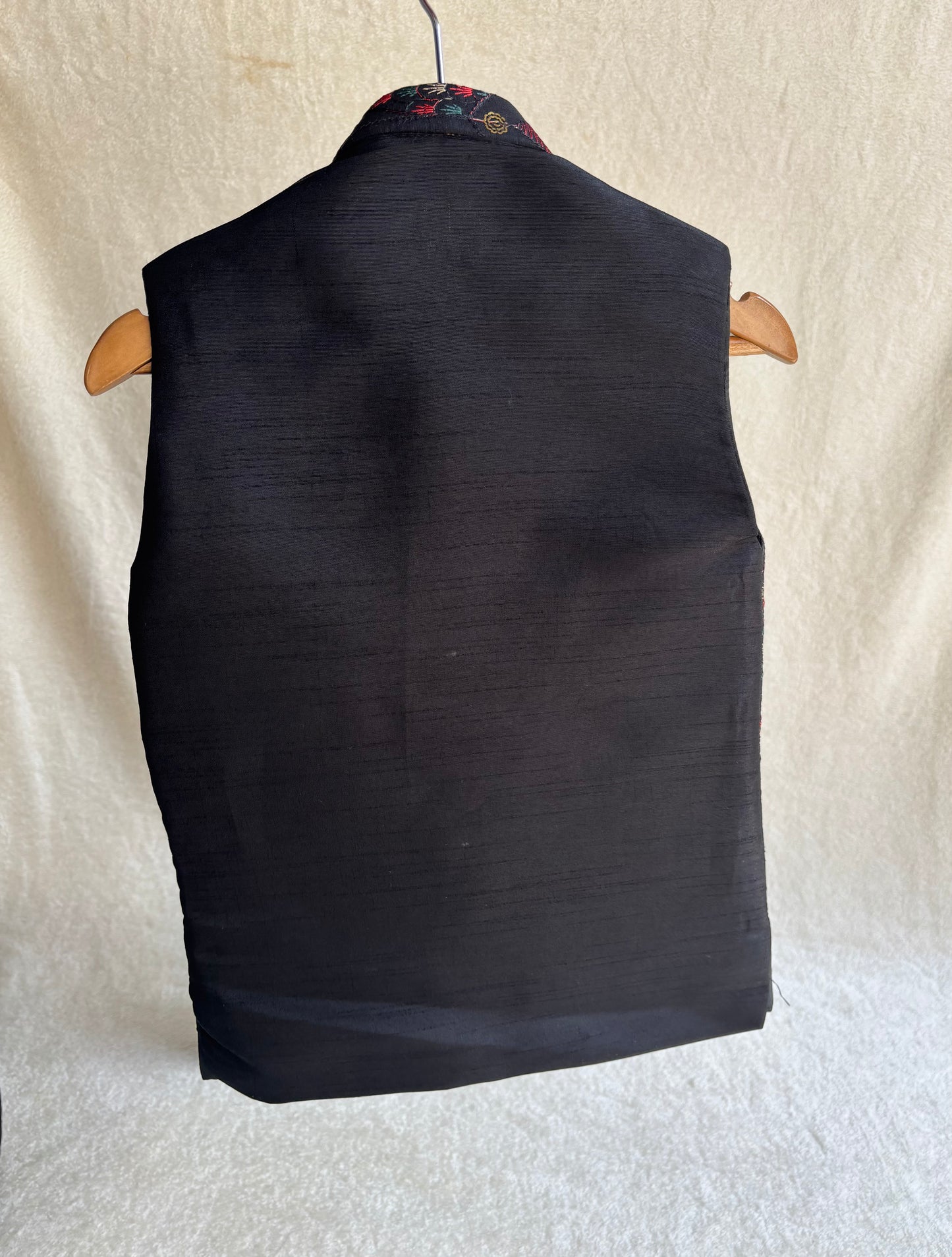 Black Floral Embroidered Waistcoat