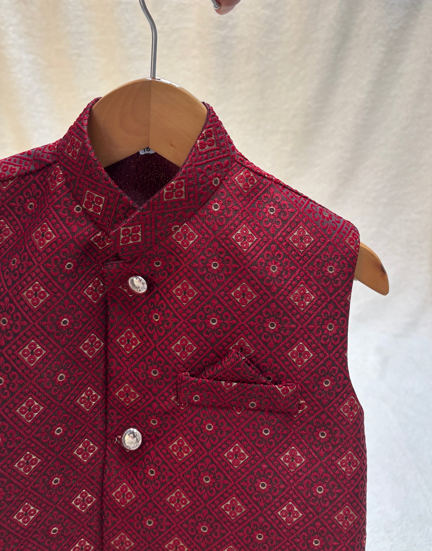 Maroon Self Waistcoat