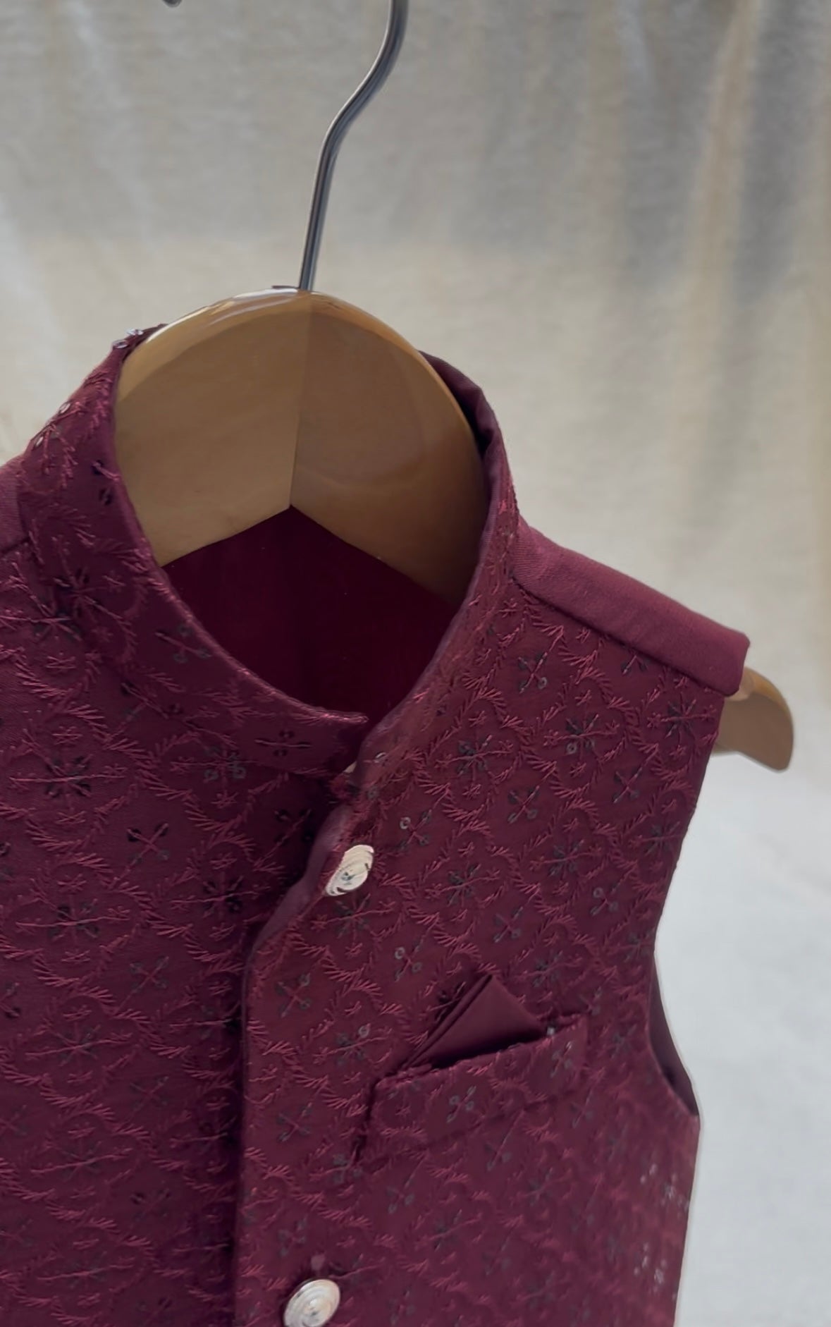 Maroon Embroidered Waistcoat