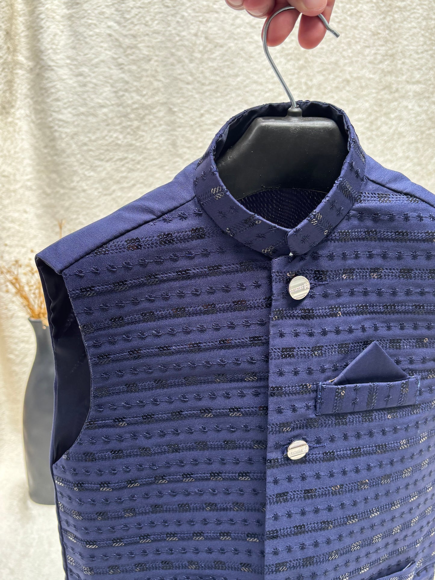 Blue Embroidered Waistcoat