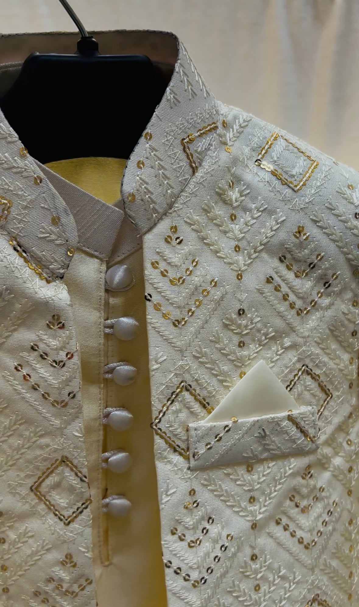 Off-White Embroidered Sherwani Suit (102)
