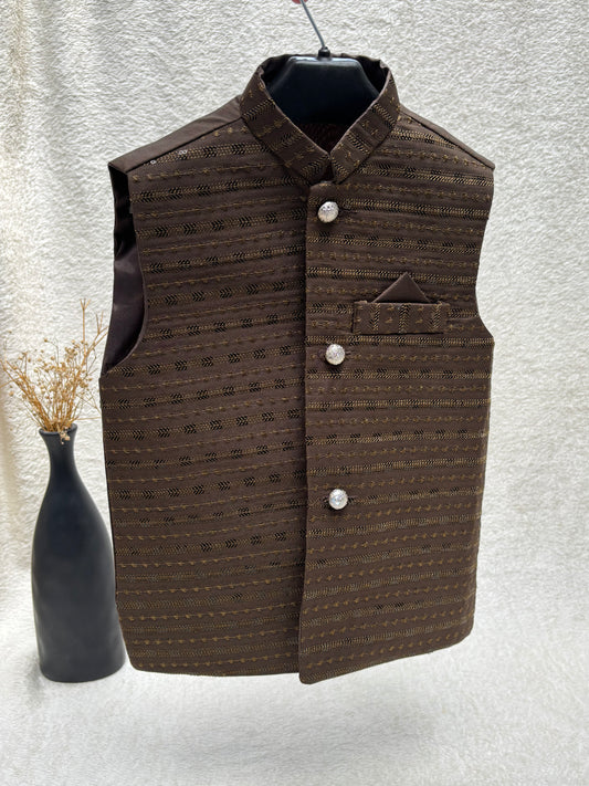 Mehandi Green Embroidered Waistcoat