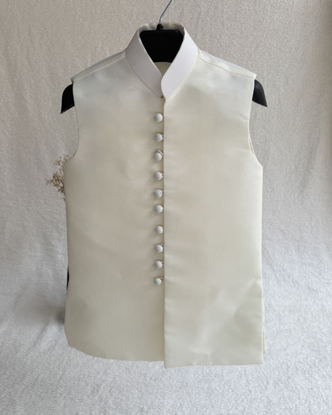 White Double Layer Sherwani Suit