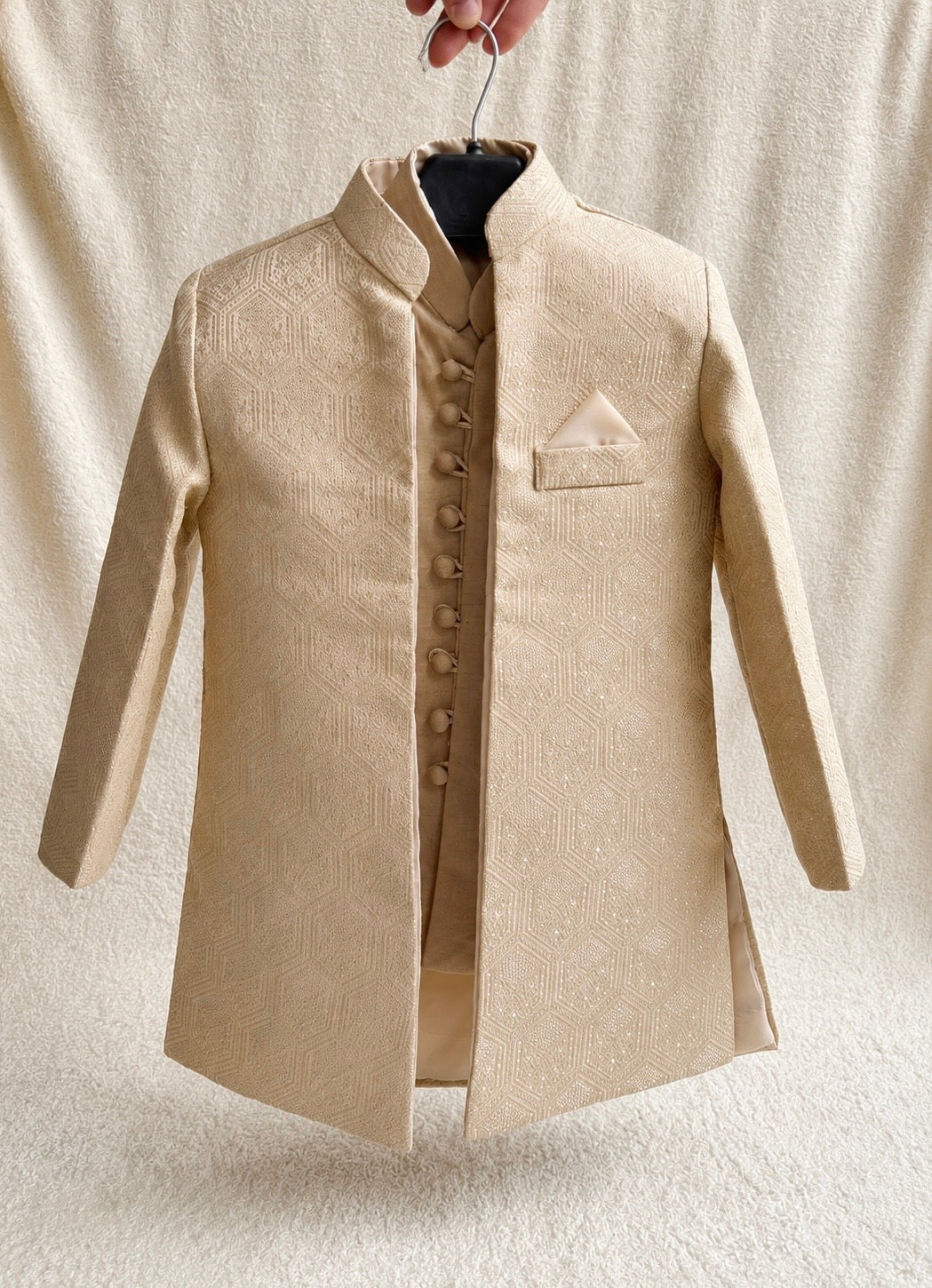 Beige Double Layer Sherwani Suit (101)