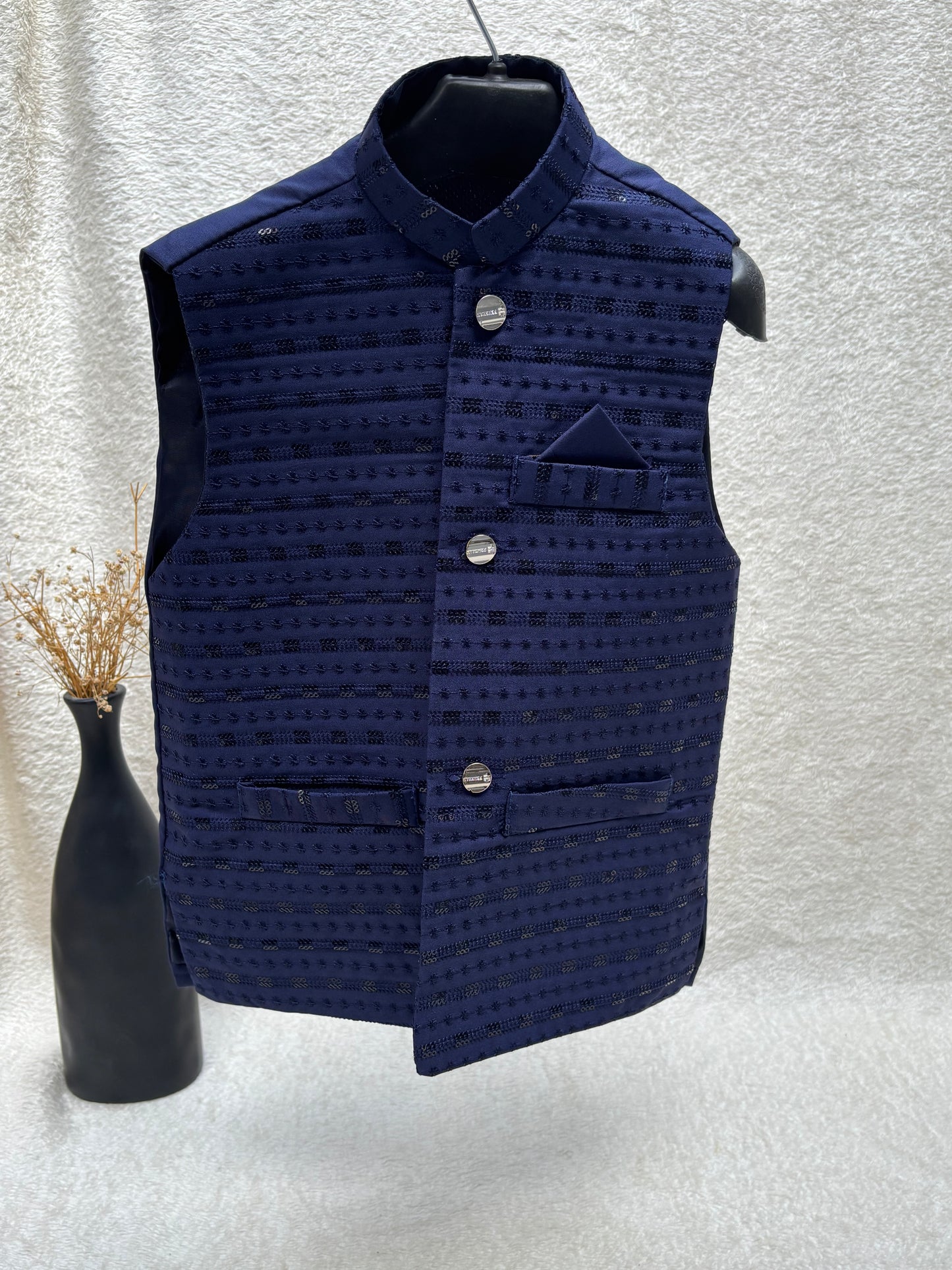 Blue Embroidered Waistcoat