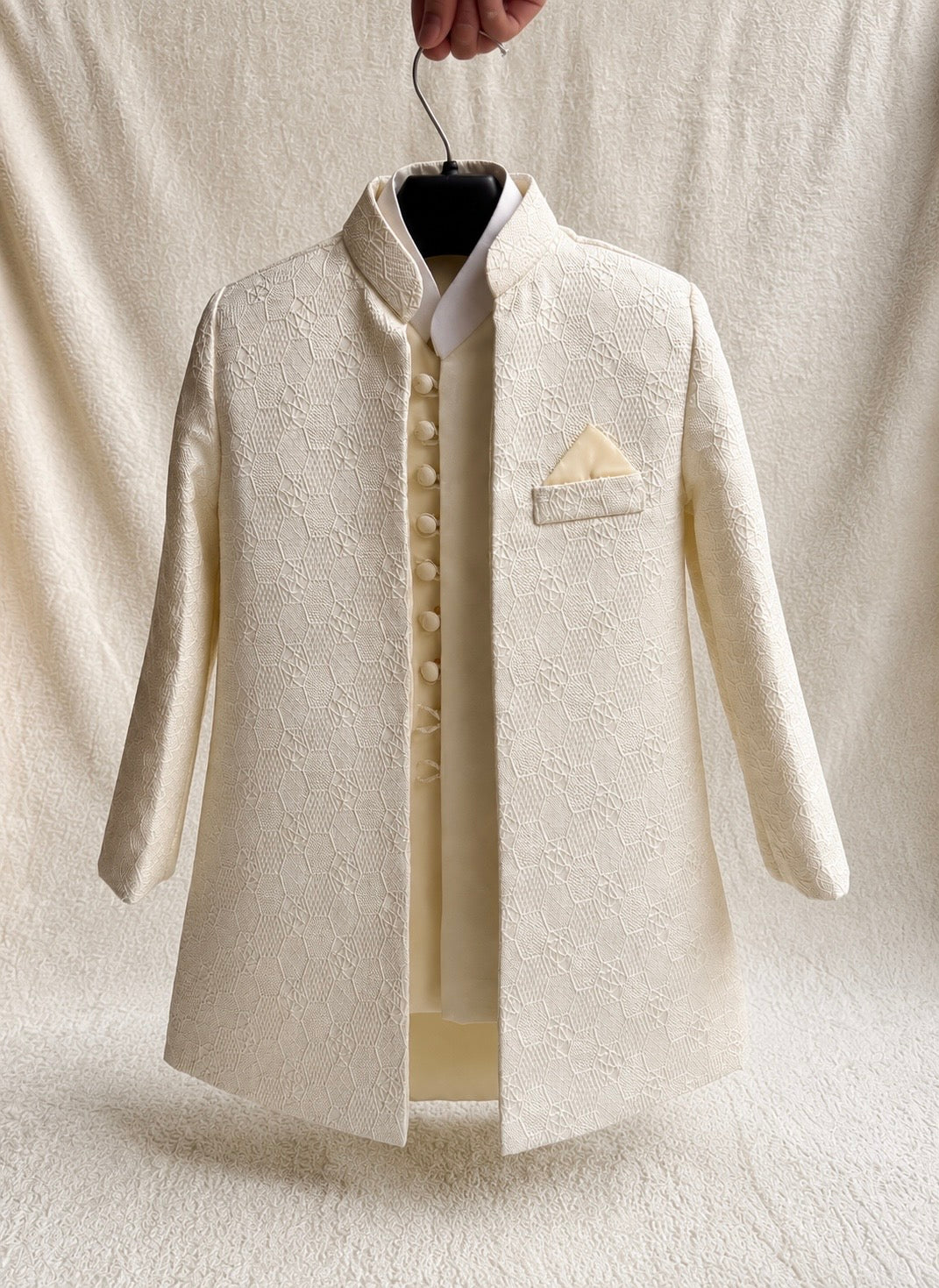 Off-White Double Layer Sherwani Suit