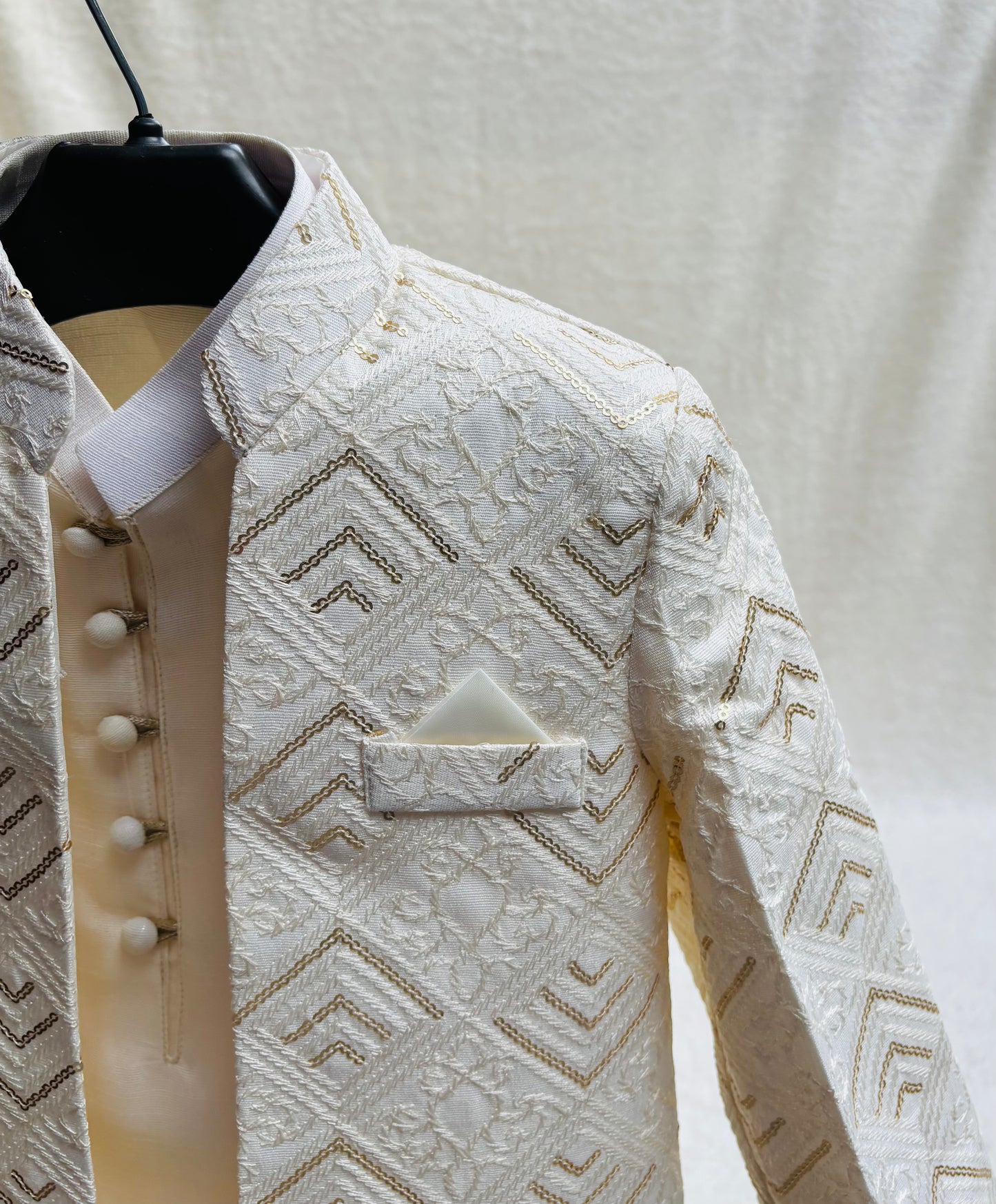 Off-White Embroidered Sherwani Suit (106)