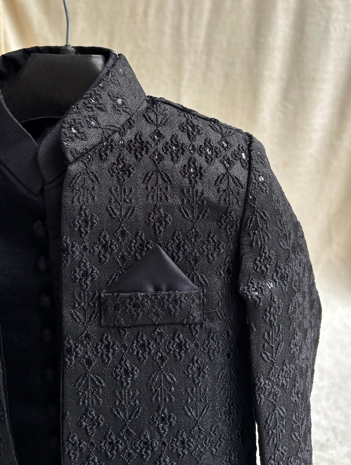 Black Double Layer Sherwani Suit (101)
