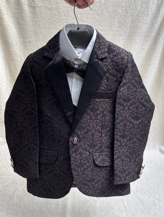 Textured Brown Suit 4pc