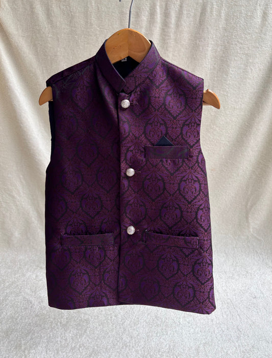 Purple Banarsi Waistcoat