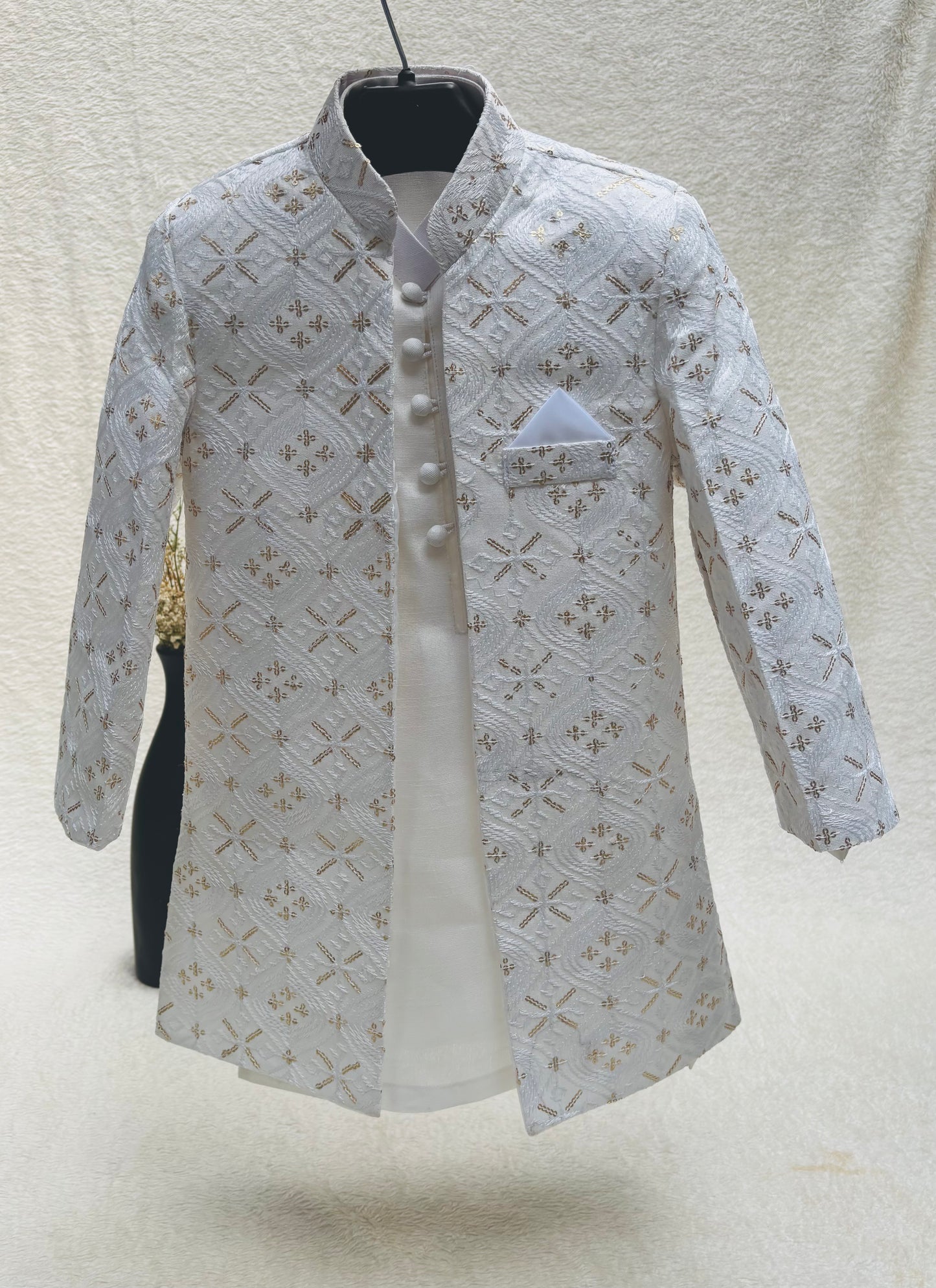 White Embroidered Sherwani Suit (101)