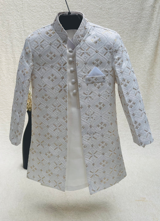White Embroidered Sherwani Suit (101)
