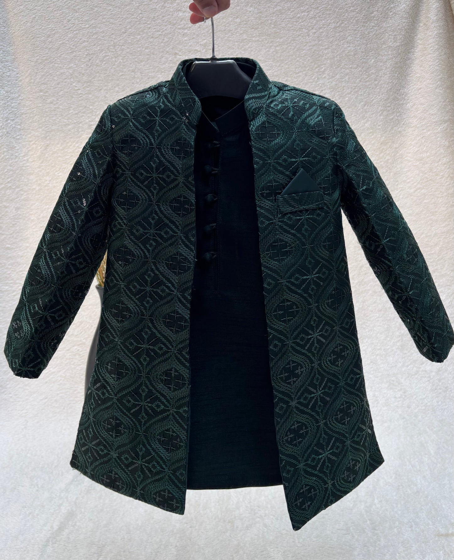 Green Embroidered Sherwani Suit (103)