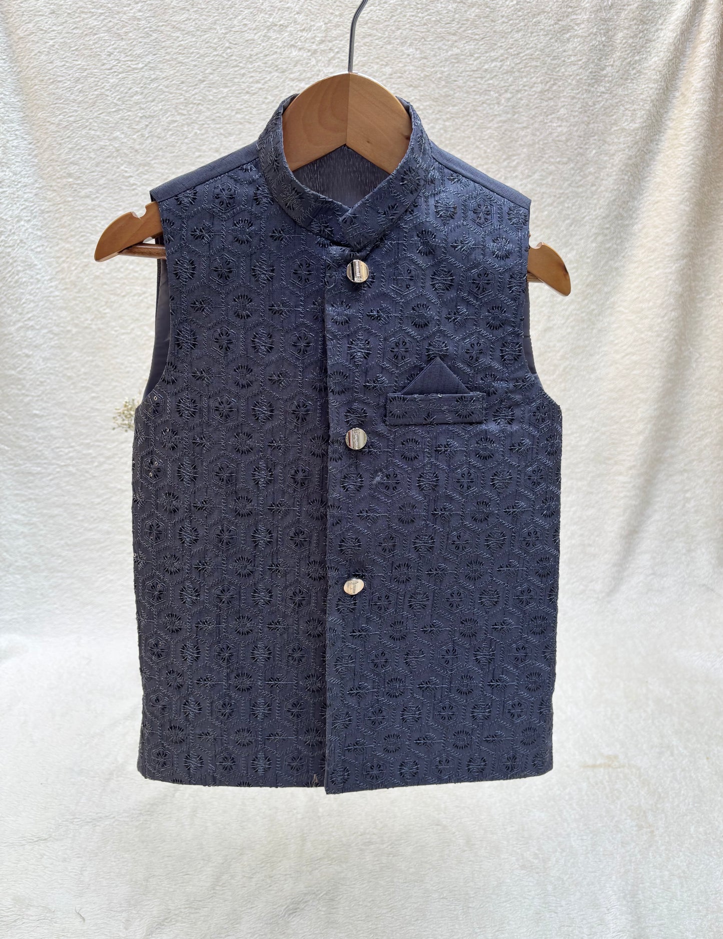 Slate Gray Embroidered Waistcoat