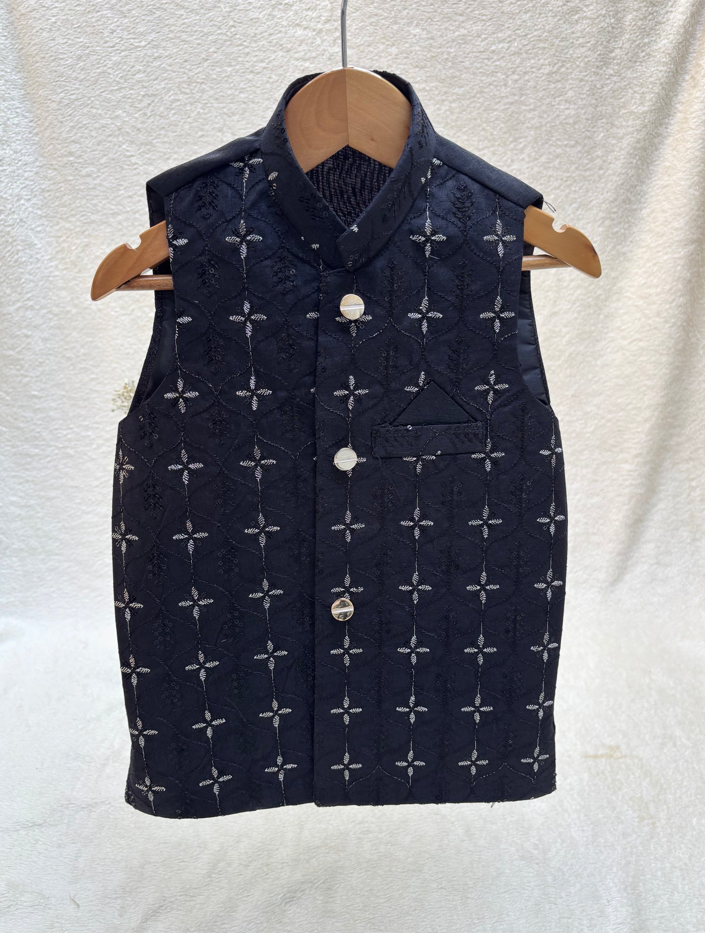 Black Embroidered Waistcoat (105)