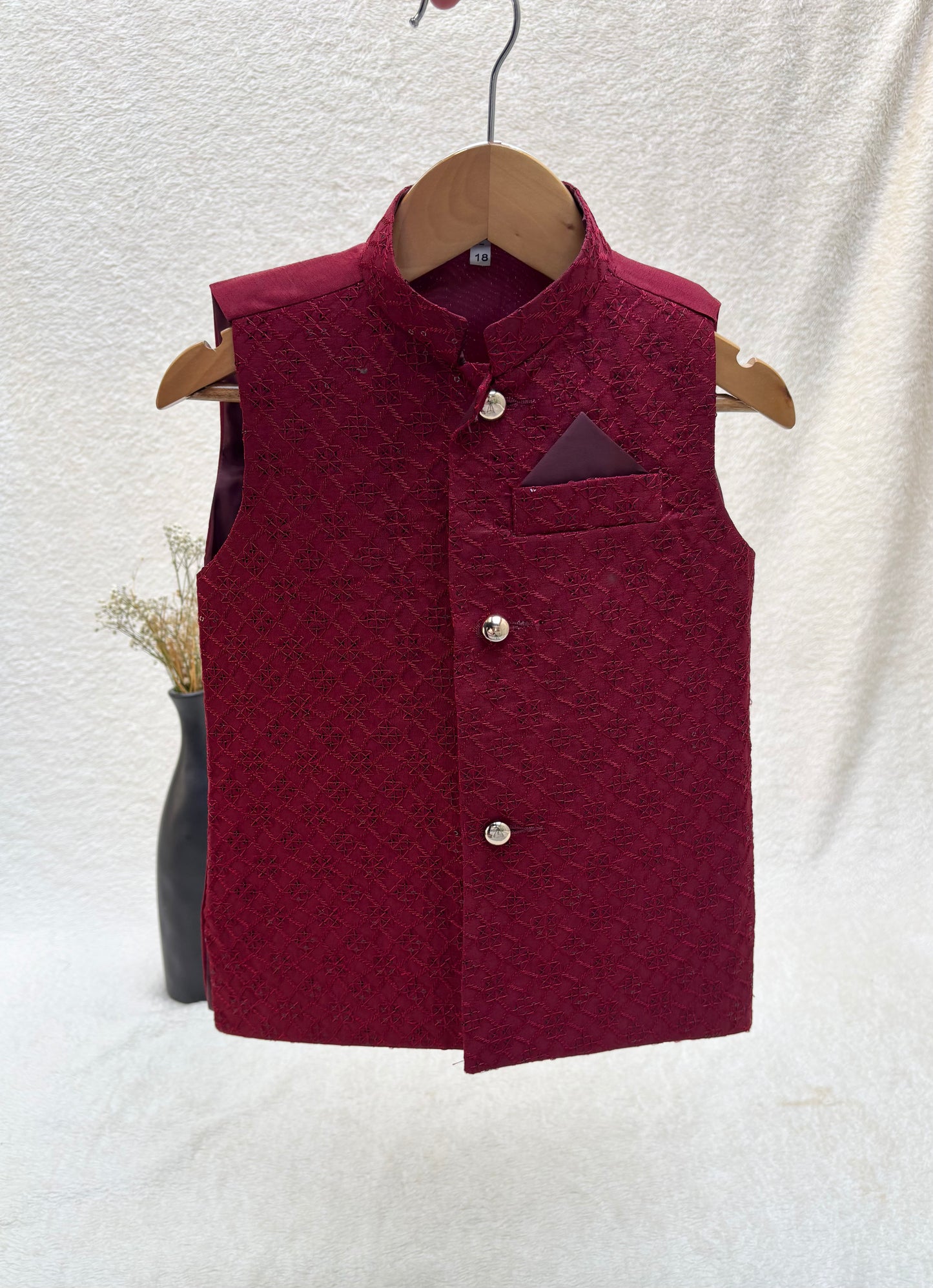 Maroon Embroidered Waistcoat (102)