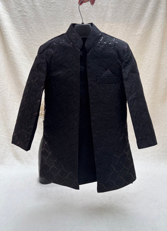 Black Embroidered Sherwani Suit (113)
