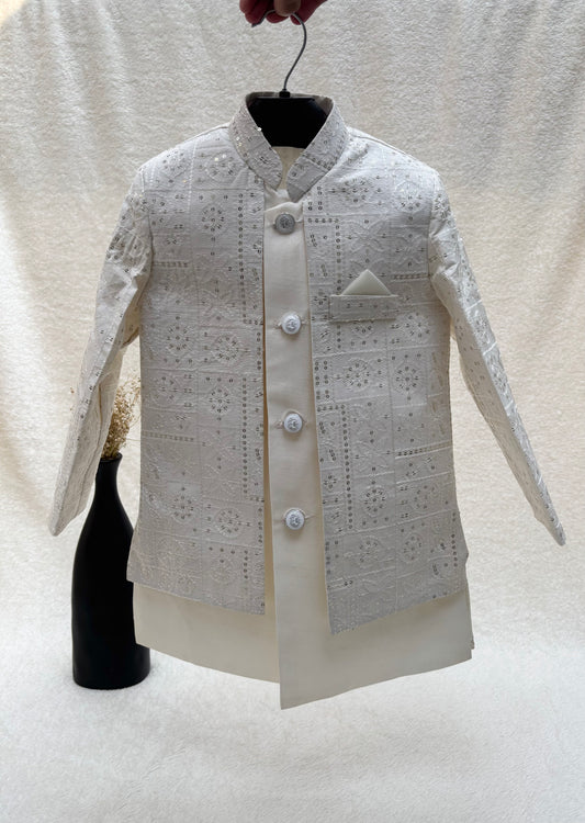 Off-White Embroidered Sherwani 2pc