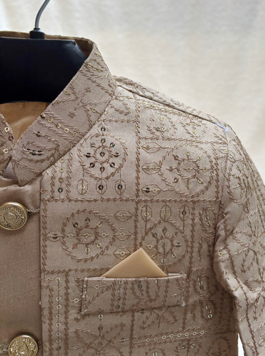 Beige Embroidered Sherwani 2pc