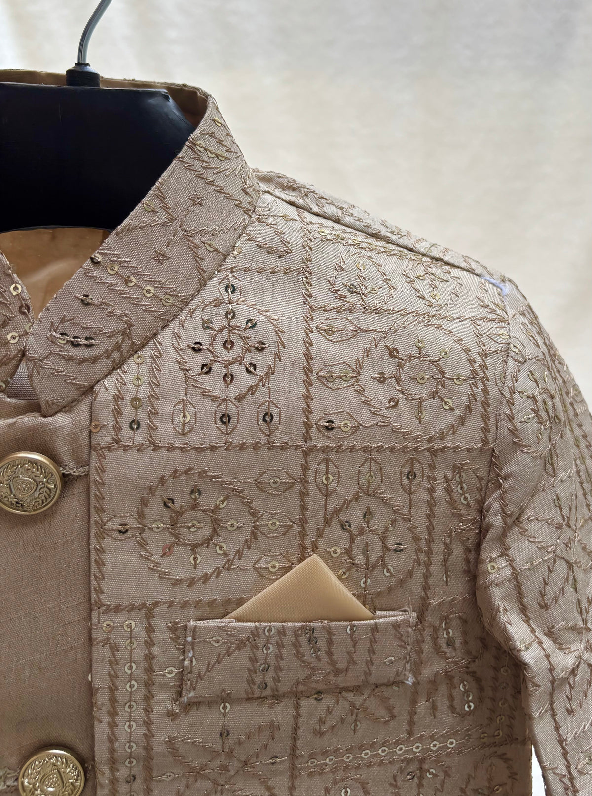 Beige Embroidered Sherwani 2pc