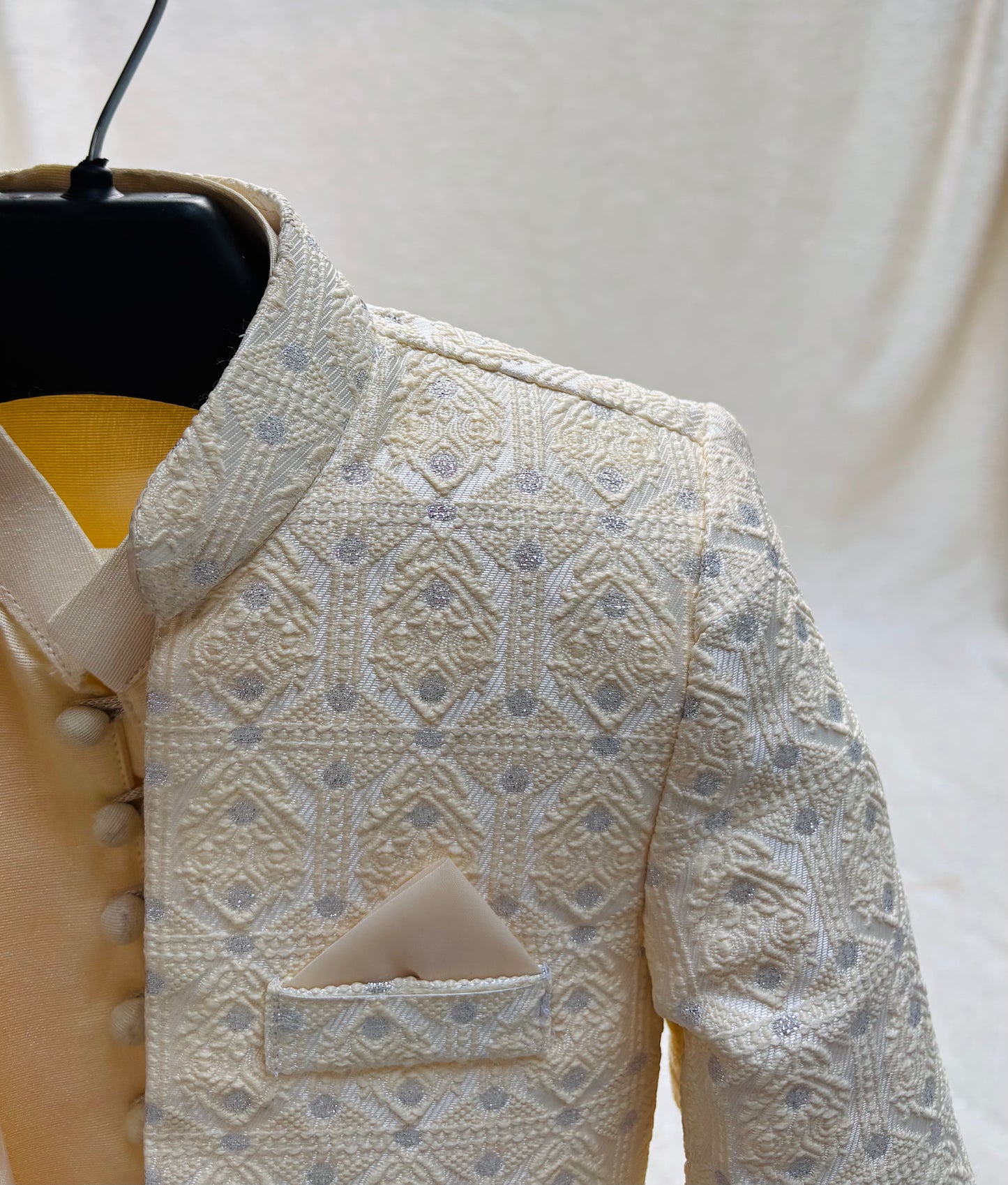 Cream Self Sherwani Suit