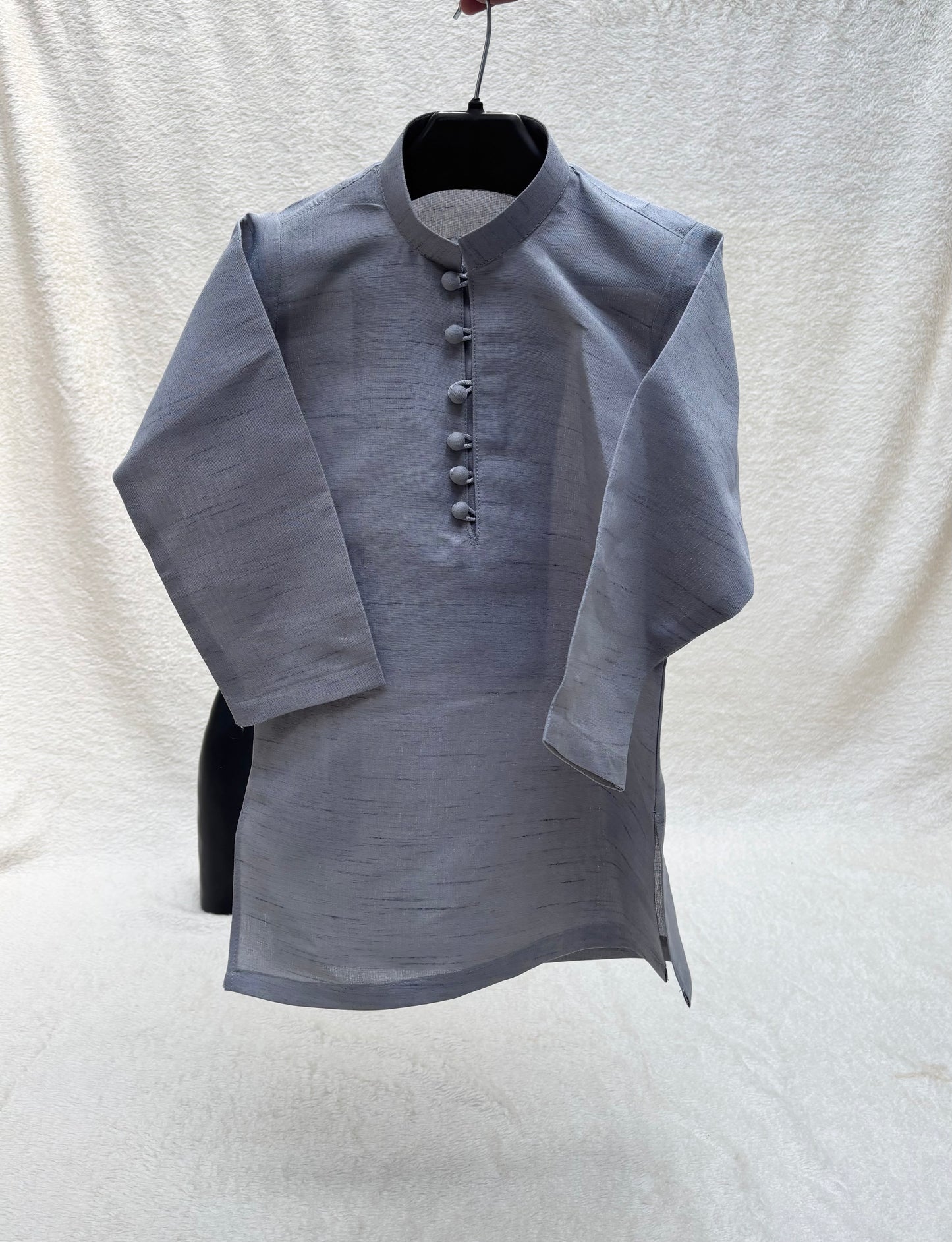Gray Self Sherwani Suit