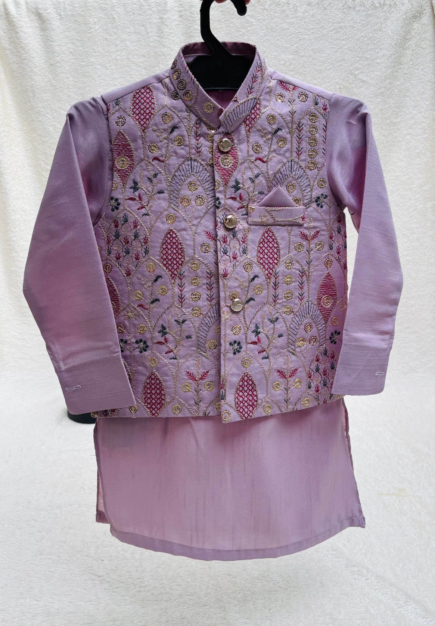 LILAC EMBROIDERED WAISTCOAT 3PC