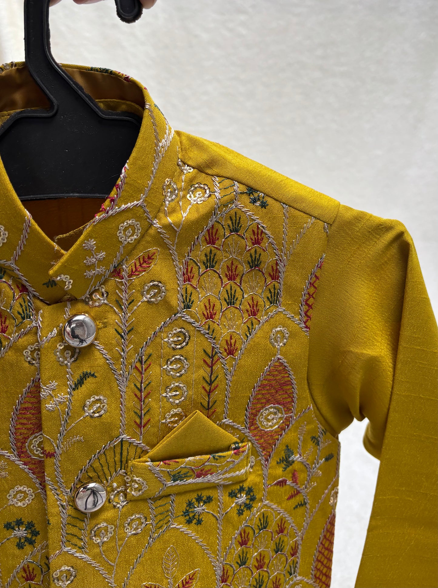YELLOW EMBROIDERED WAISTCOAT 3PC